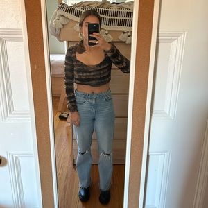Zara Mesh Longsleeve Crop Top